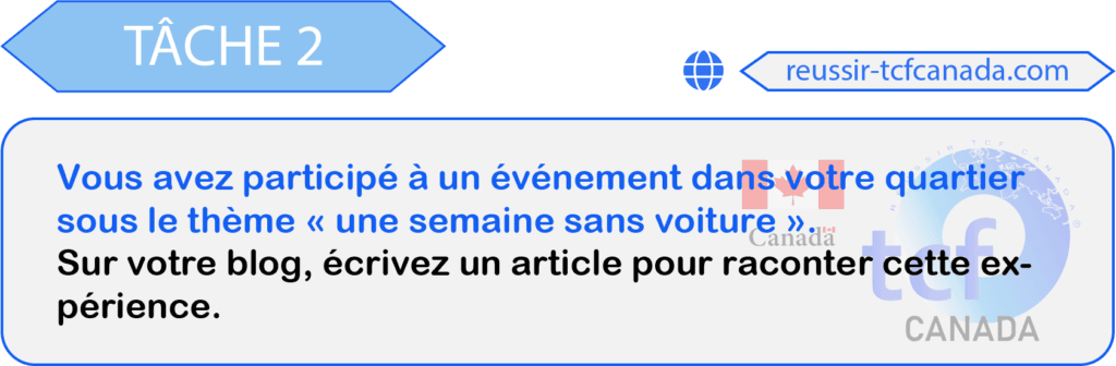 TCF Canada Tâche 2 sujet 1 EE Mai