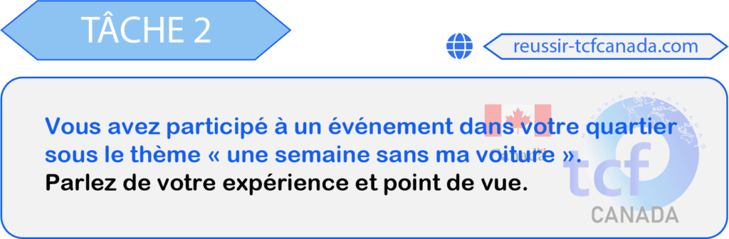 TCF canada Tâche 2 sujet 2 EE Juin