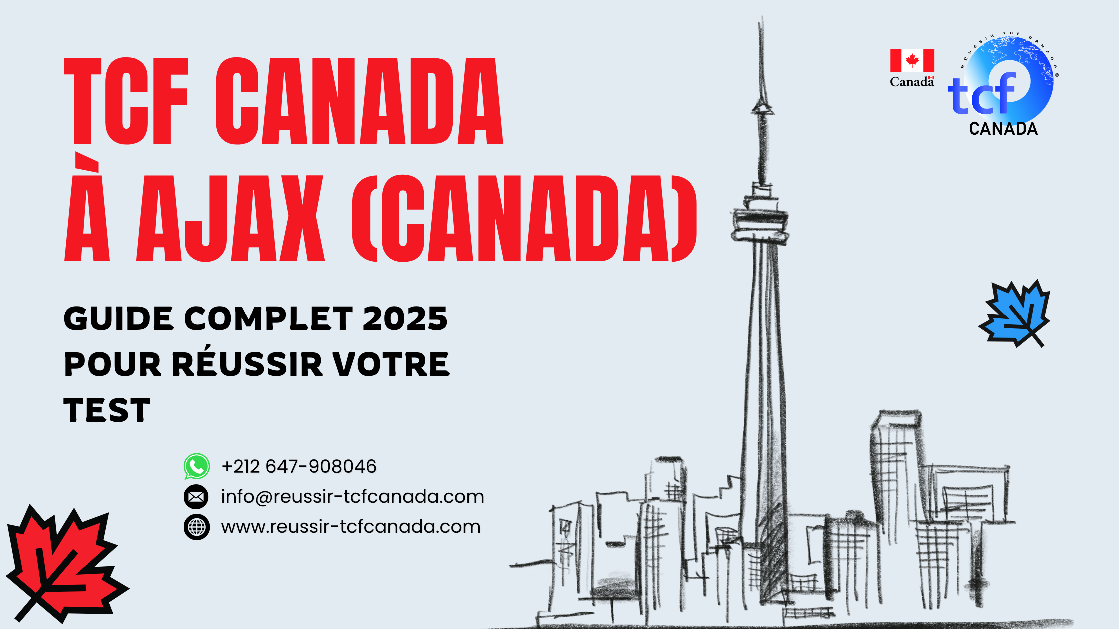 Préparez le TCF Canada à Ajax : centres proches, ressources en ligne, conseils experts et Packs Nabil pour réussir votre test.