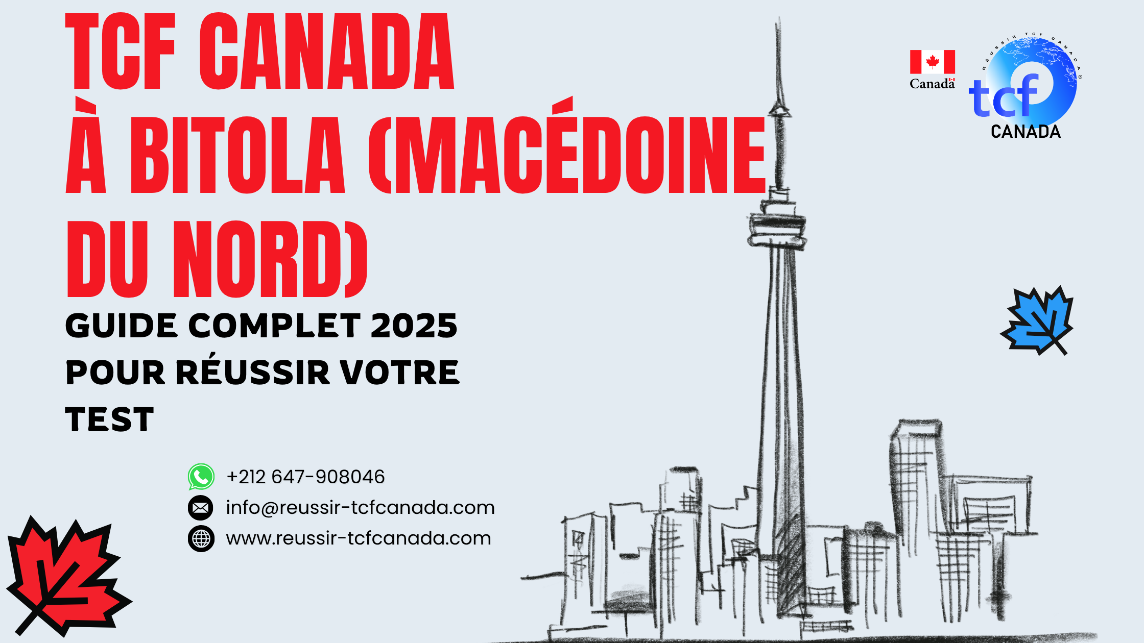 TCF Canada à Bitola : centres, préparation en ligne, Packs Nabil et conseils pour réussir votre examen en 2025.