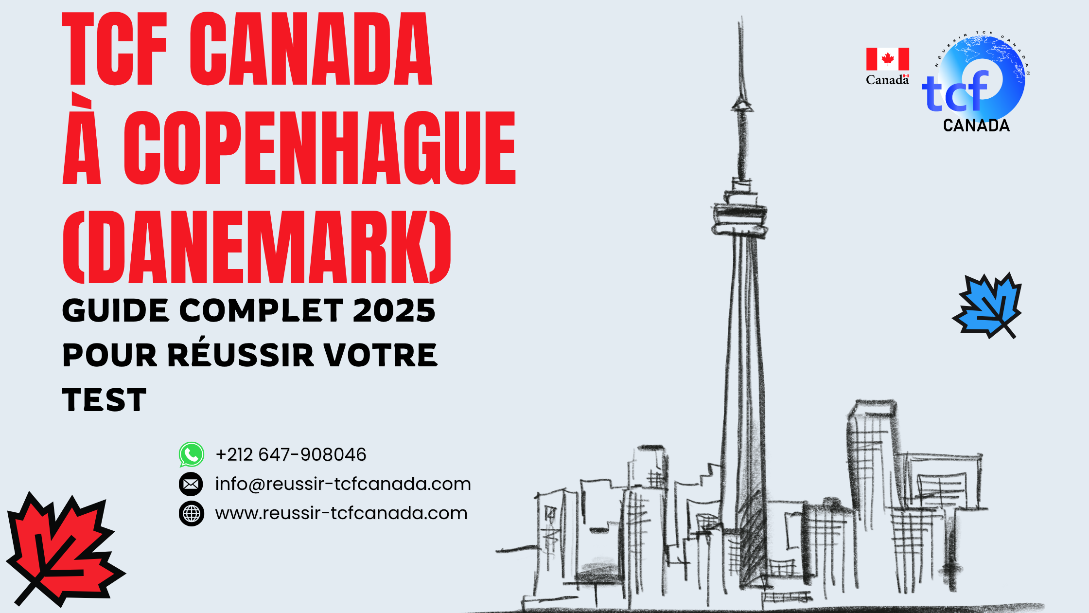 Passez le TCF Canada à Copenhague : préparation en ligne, centres agréés et Packs Nabil pour réussir votre test.