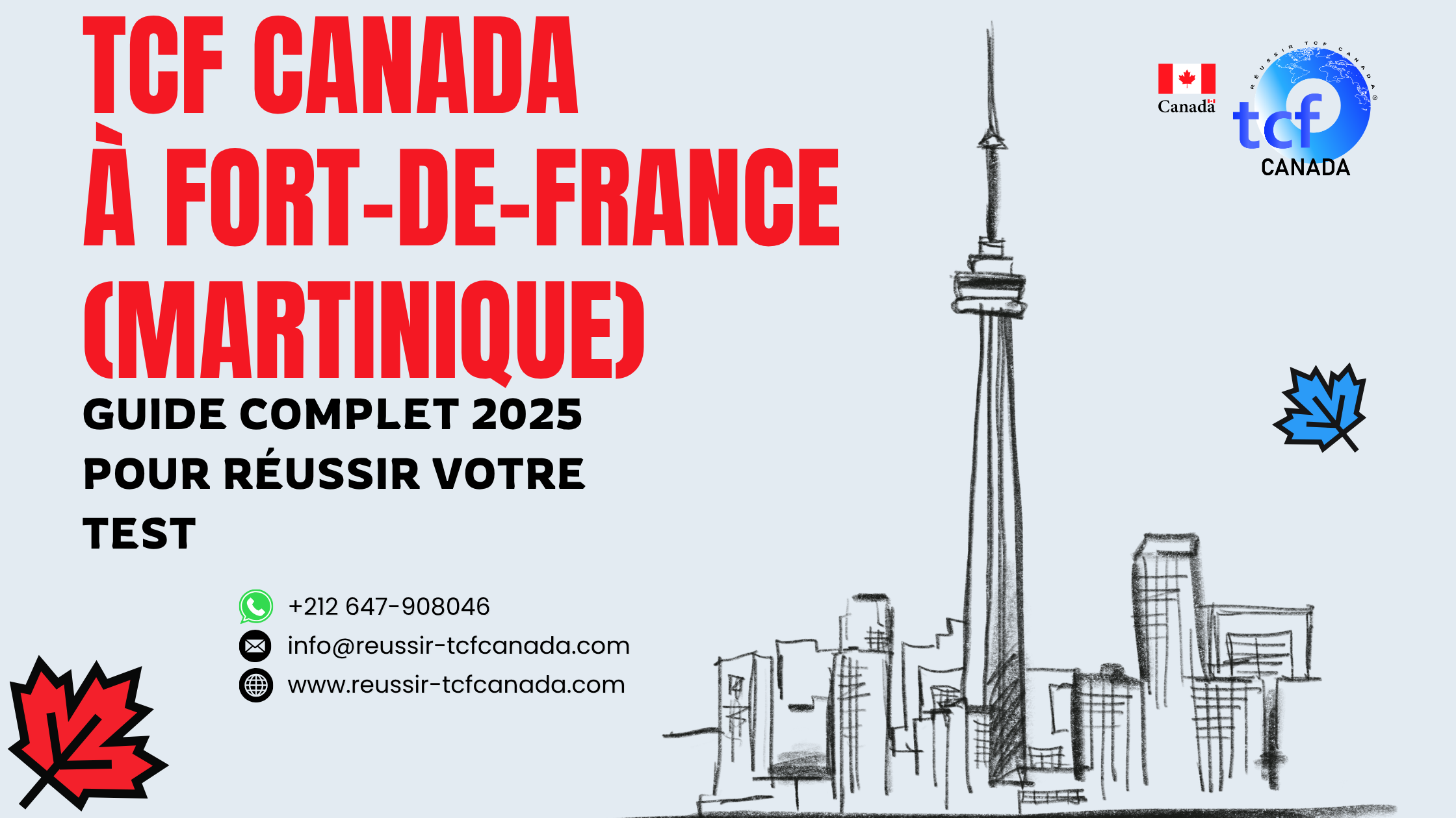 Passez le TCF Canada à Fort-de-France : guide complet 2025, centres, préparation en ligne, packs Nabil, conseils utiles.