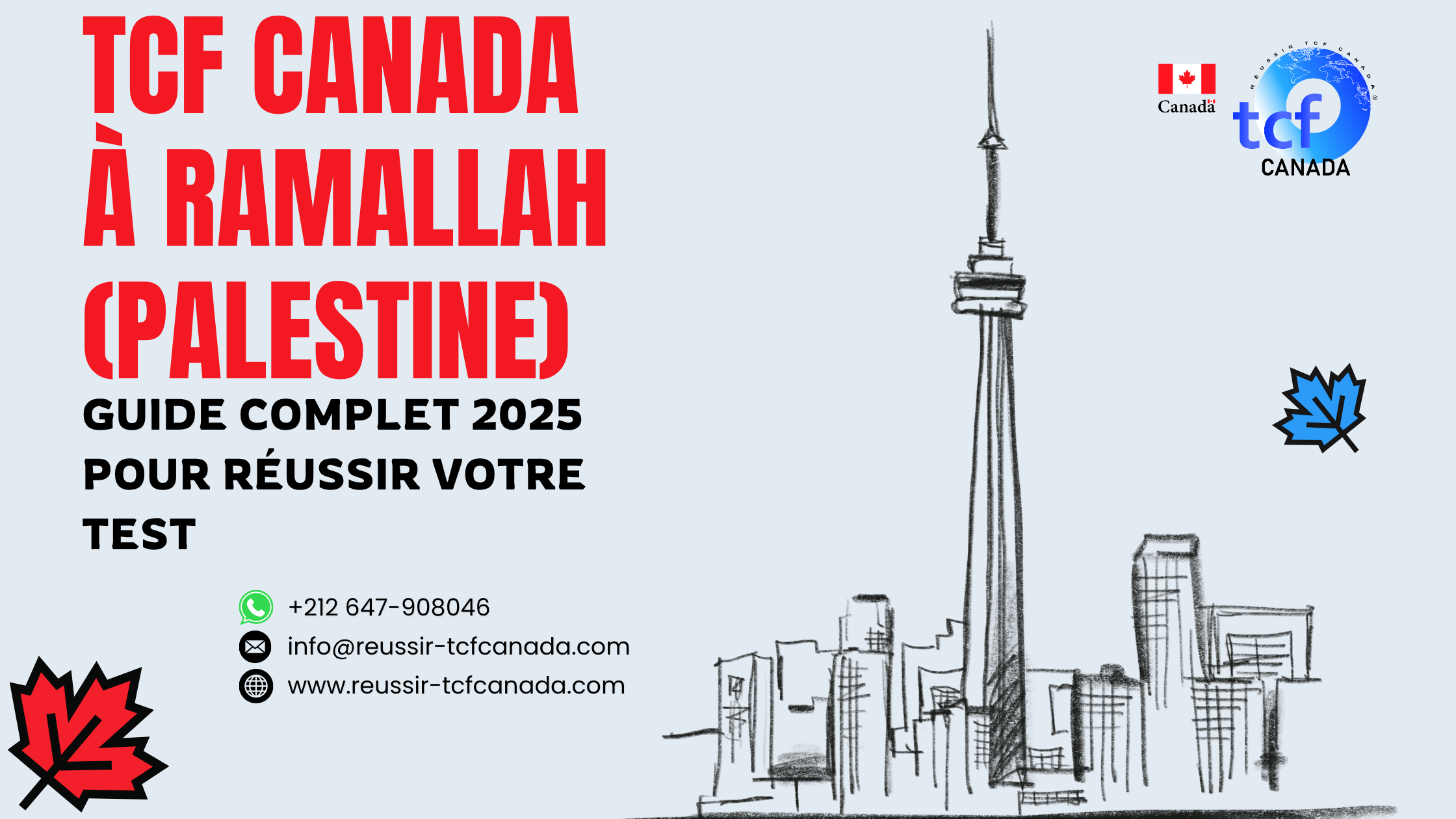 Passez le TCF Canada à Ramallah : préparation en ligne, centres agréés et Packs Nabil pour réussir votre test.