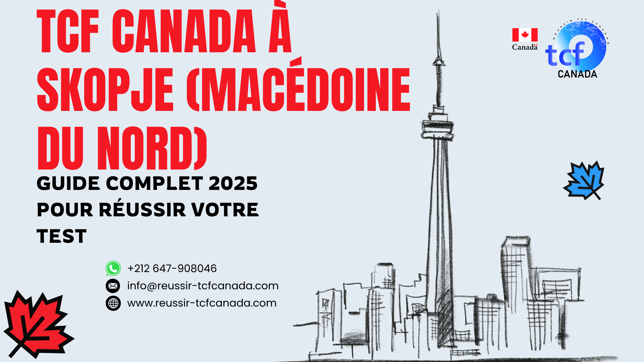 TCF Canada à Skopje : centres, préparation en ligne, Packs Nabil et conseils pour réussir votre examen en 2025.