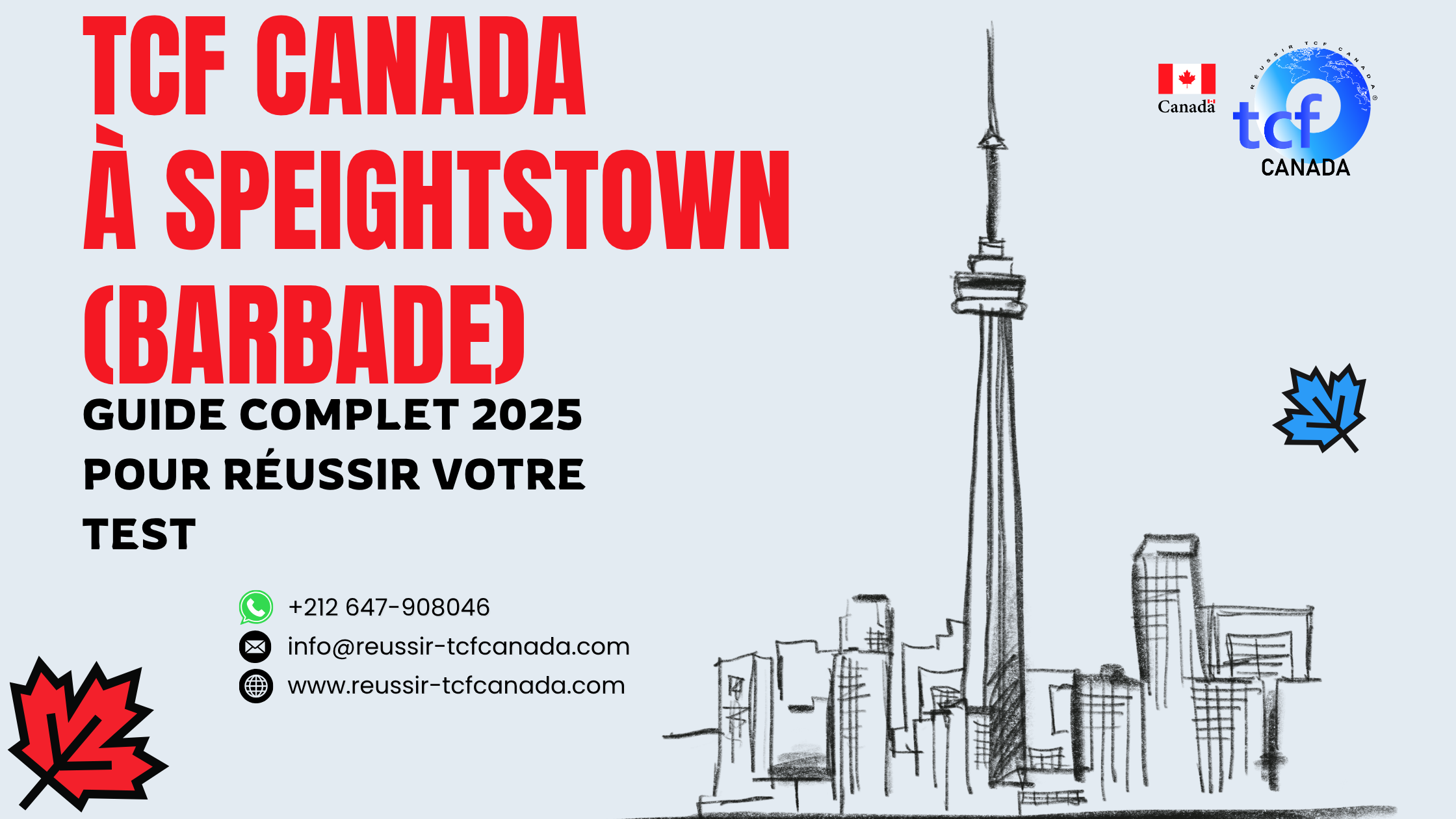 TCF Canada à Speightstown : centres, préparation en ligne, Packs Nabil et conseils pour réussir votre examen en 2025.