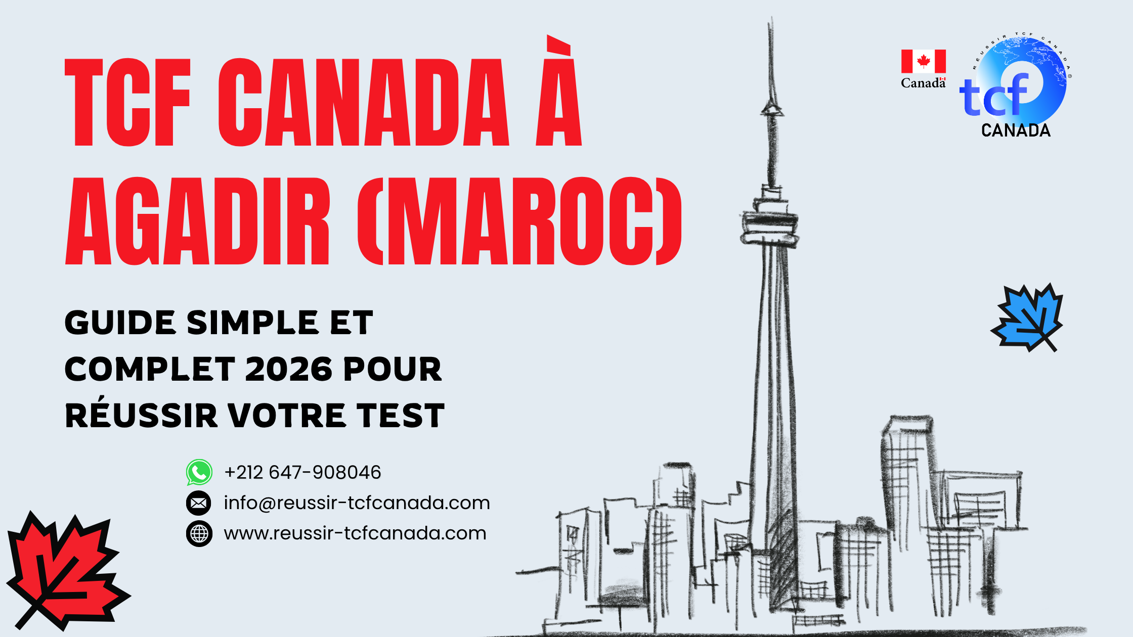 Guide simple pour réussir le TCF Canada à Agadir : préparation, centres, méthodes et packs Nabil.