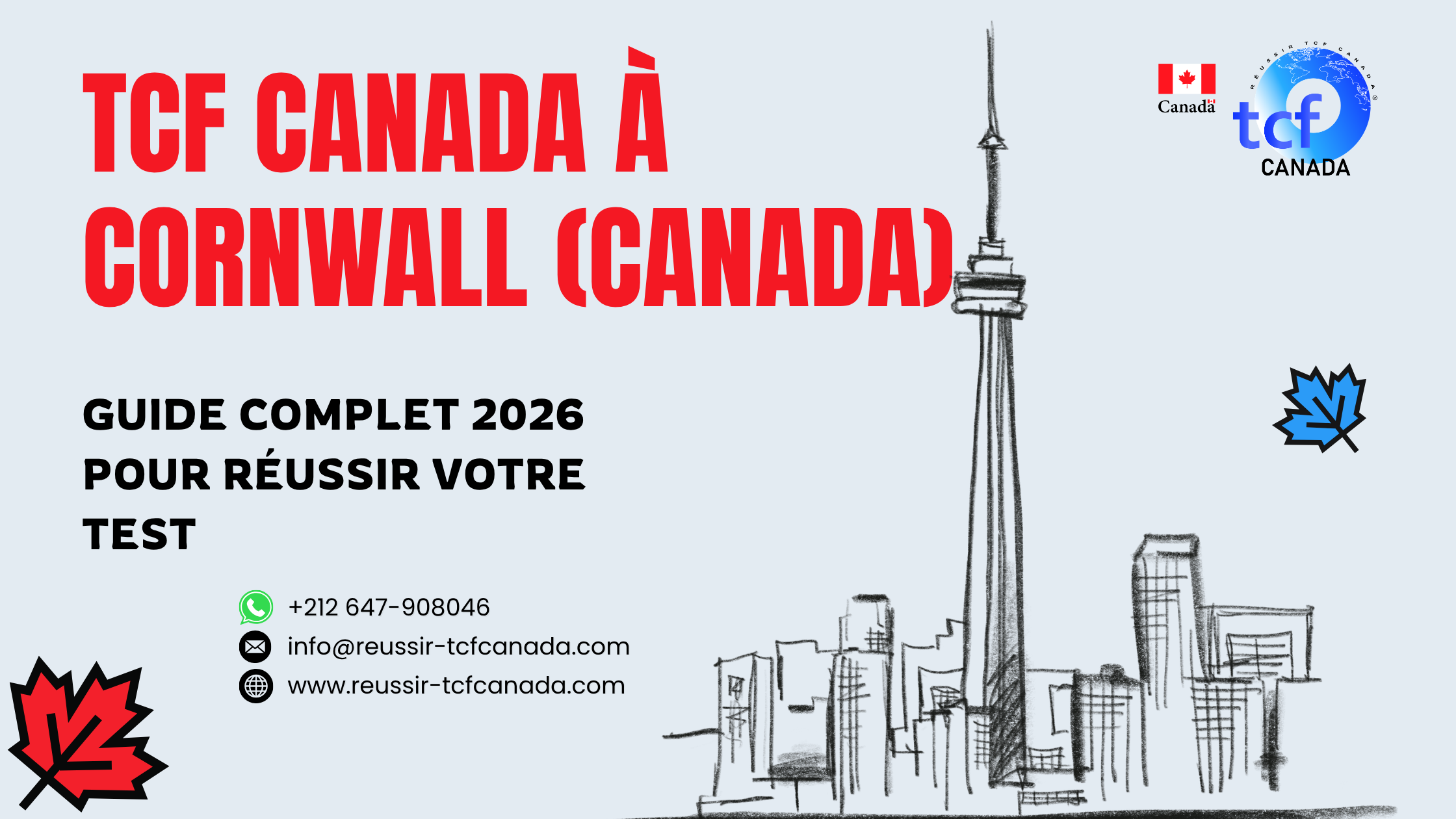 Préparez le TCF Canada à Cornwall : centres proches, Pack Nabil, méthodologie en ligne et conseils pour réussir 2025.