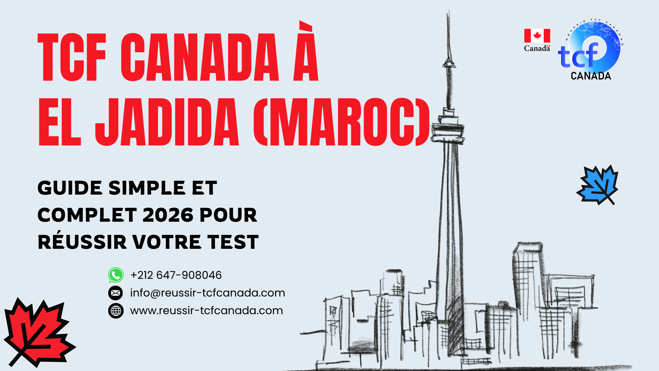 Guide simple pour réussir le TCF Canada à El Jadida : préparation, centres, méthodes et packs Nabil.