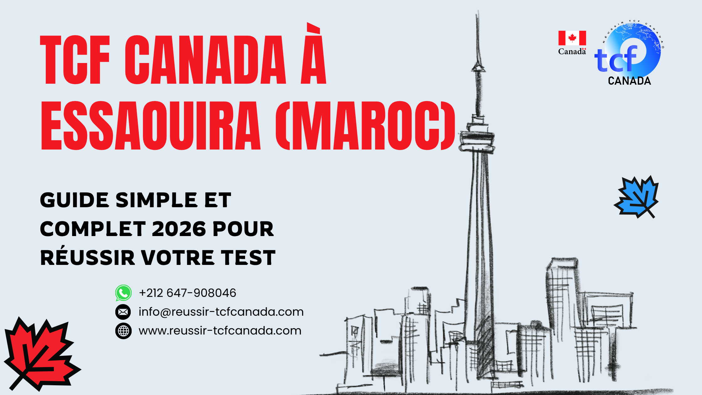Guide simple pour réussir le TCF Canada à Essaouira : préparation, centres, méthodes et packs Nabil.