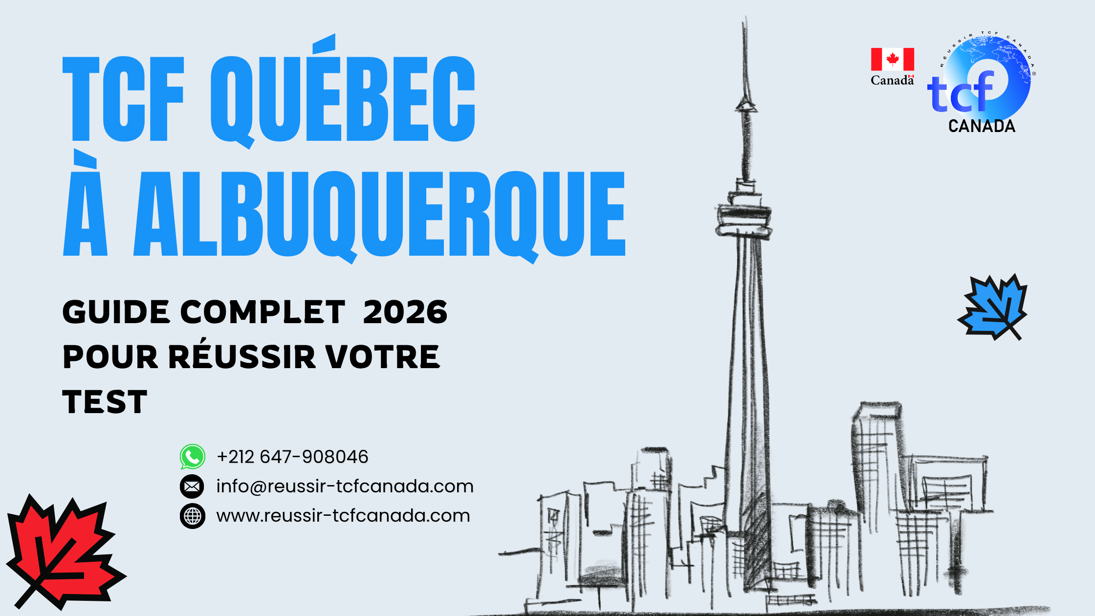 Préparez le TCF Québec à Albuquerque avec le Pack Nabil. Tests identiques, méthodologie et entraînement pour réussir en 2026.