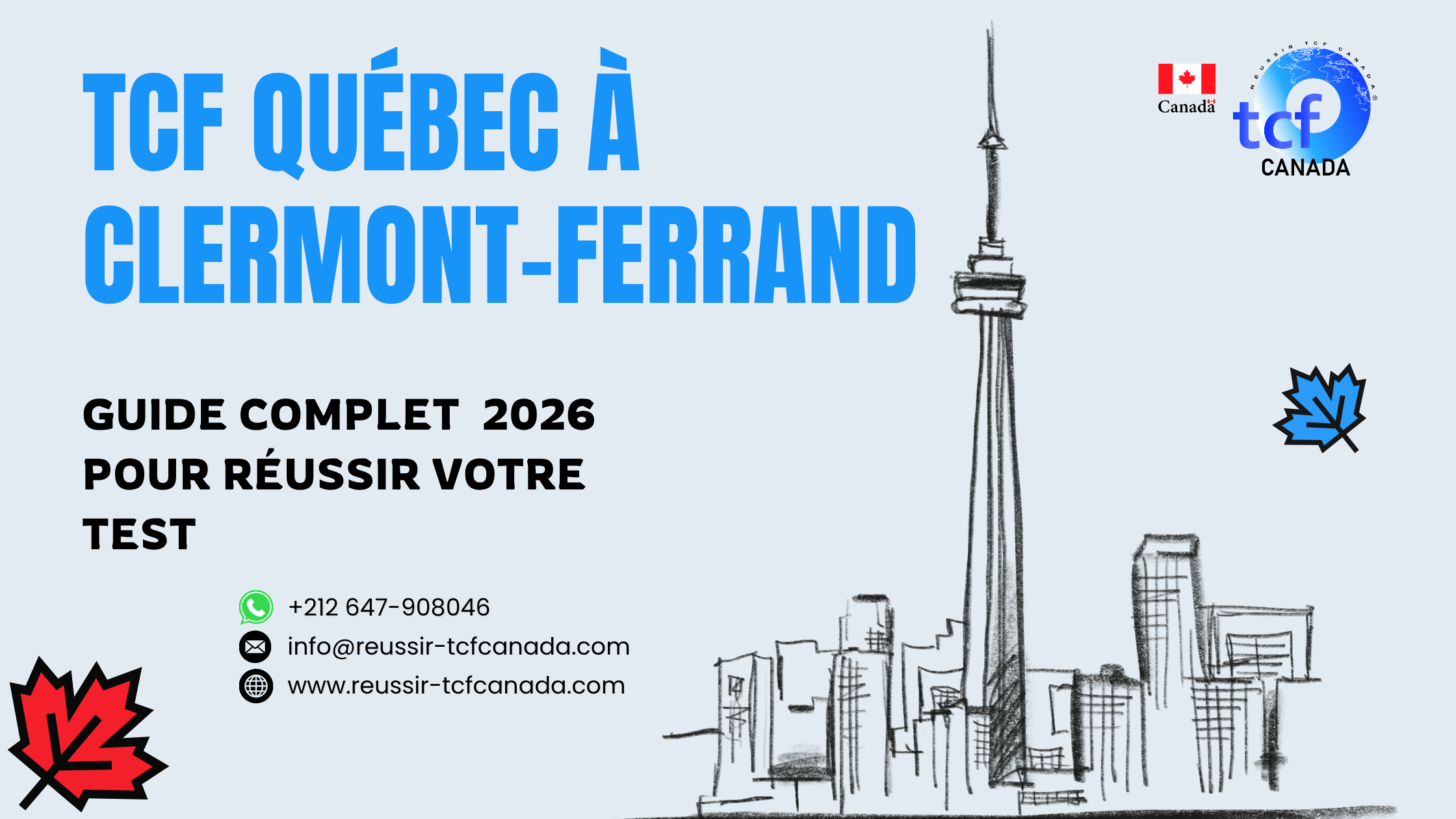 Préparez le TCF Québec à Clermont-Ferrand avec Pack Nabil : tests identiques, méthodologie et entraînement complet pour réussir en 2026.