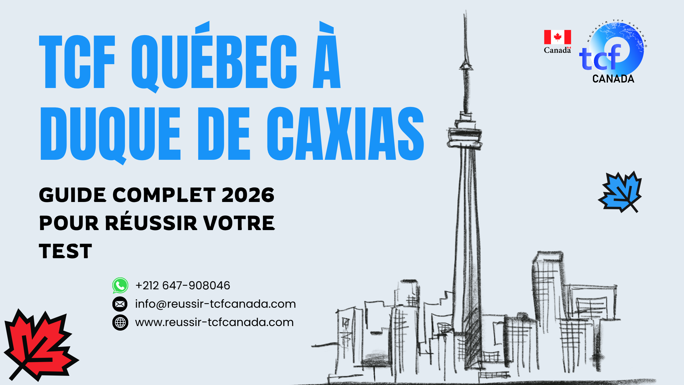 Préparez le TCF Québec à Duque de Caxias avec le Pack Nabil. Tests identiques, méthodologie et entraînement complet 2026.