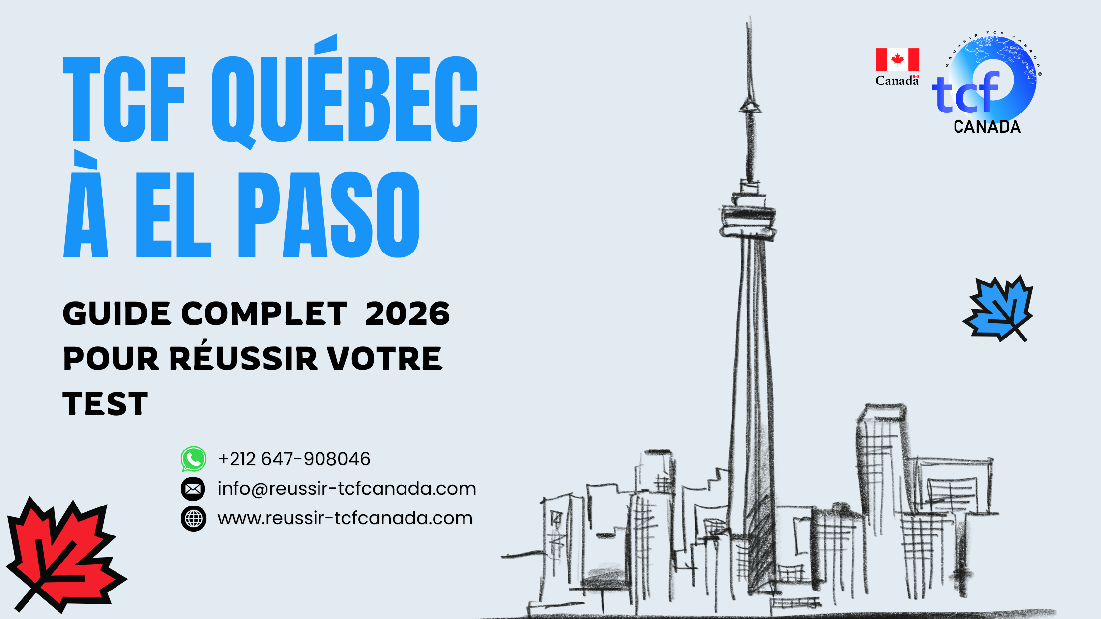 Préparez le TCF Québec à El Paso avec le Pack Nabil. Tests identiques, méthodologie et entraînement pour réussir en 2026.