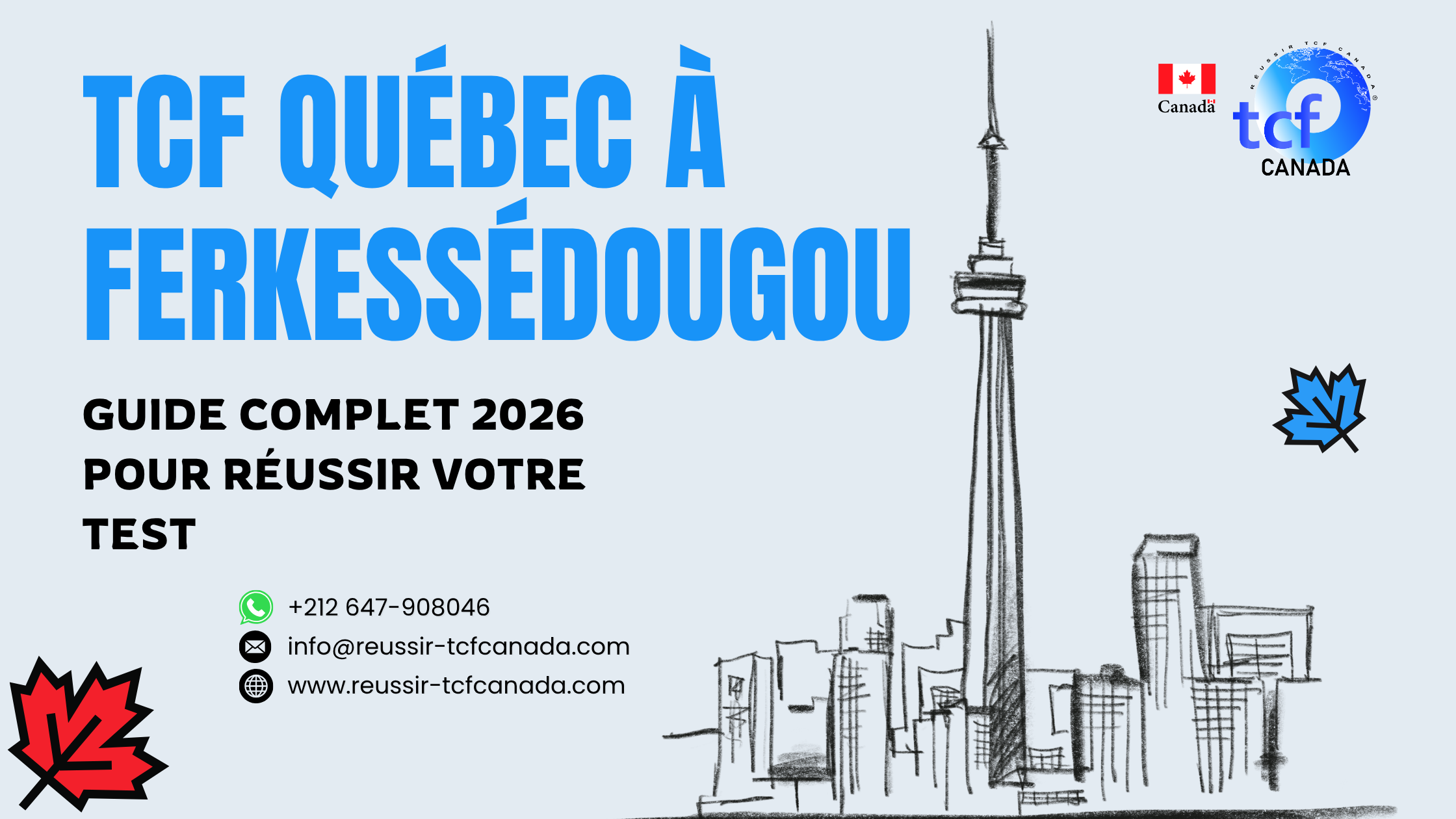 Préparez le TCF Québec à Ferkessédougou avec le Pack Nabil : tests identiques, méthodologie et entraînement complet.