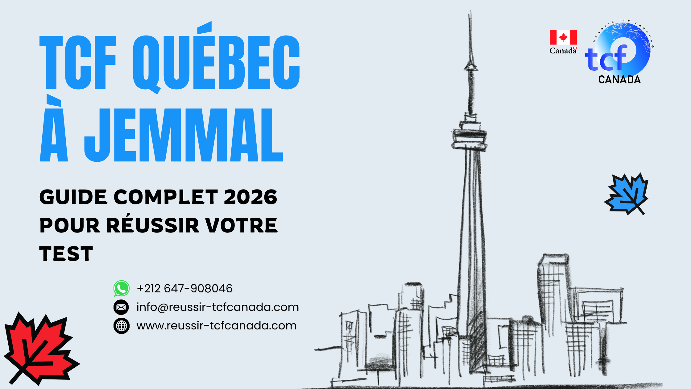Préparez le TCF Québec à Jemmal avec les Packs Nabil : tests identiques, méthode officielle et accompagnement complet.