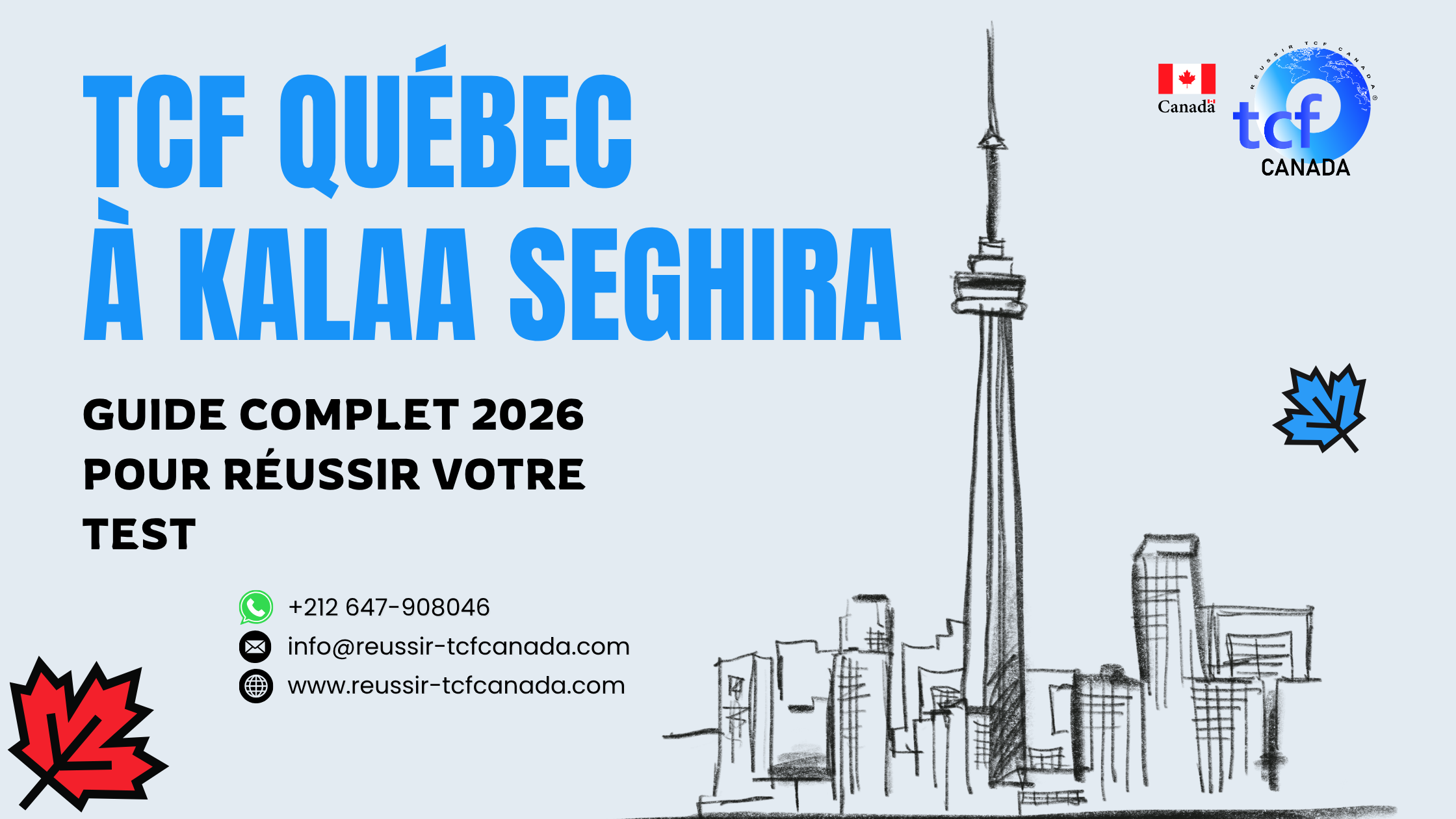 Préparez le TCF Québec à Kalaa Seghira avec les Packs Nabil : tests identiques, méthode officielle et accompagnement complet.