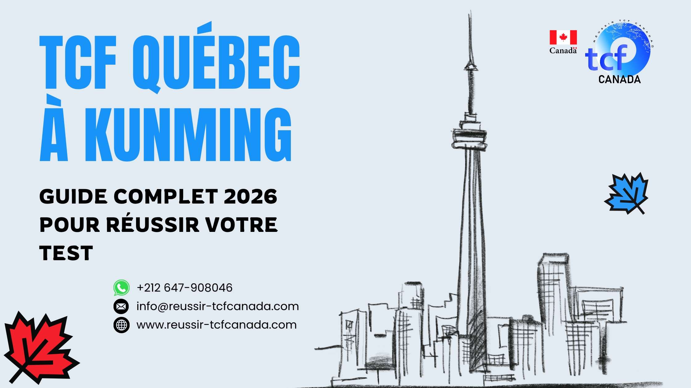 Préparez le TCF Québec à Kunming avec le Pack Nabil. Tests identiques, méthodologie et entraînement pour réussir en 2026.