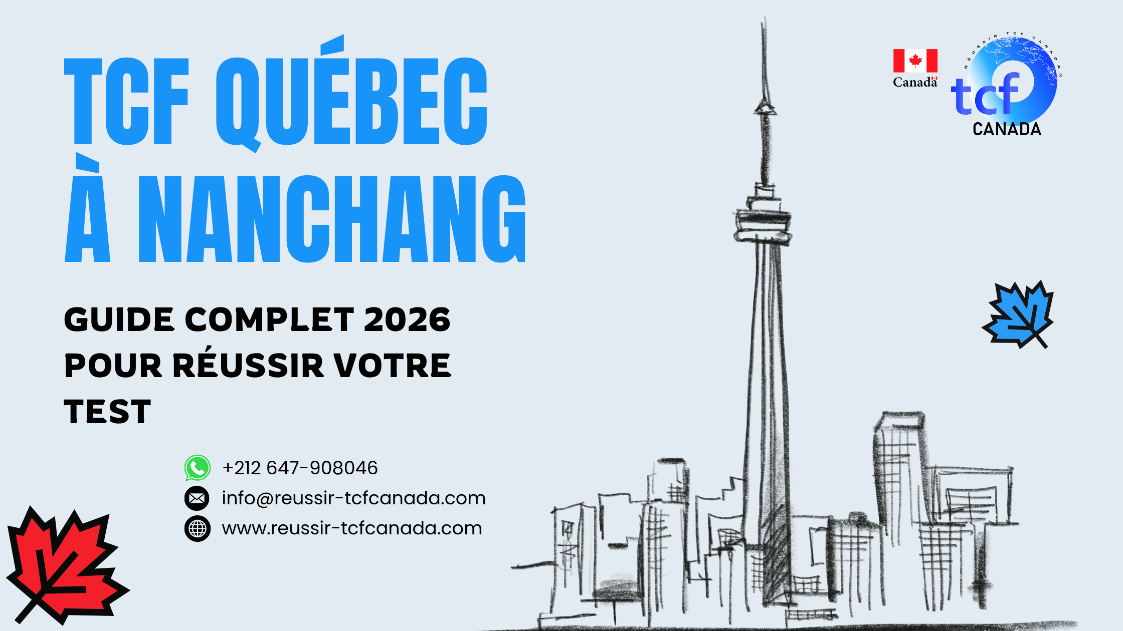Préparez le TCF Québec à Nanchang avec le Pack Nabil. Tests identiques, méthodologie et entraînement complet pour réussir en 2026.