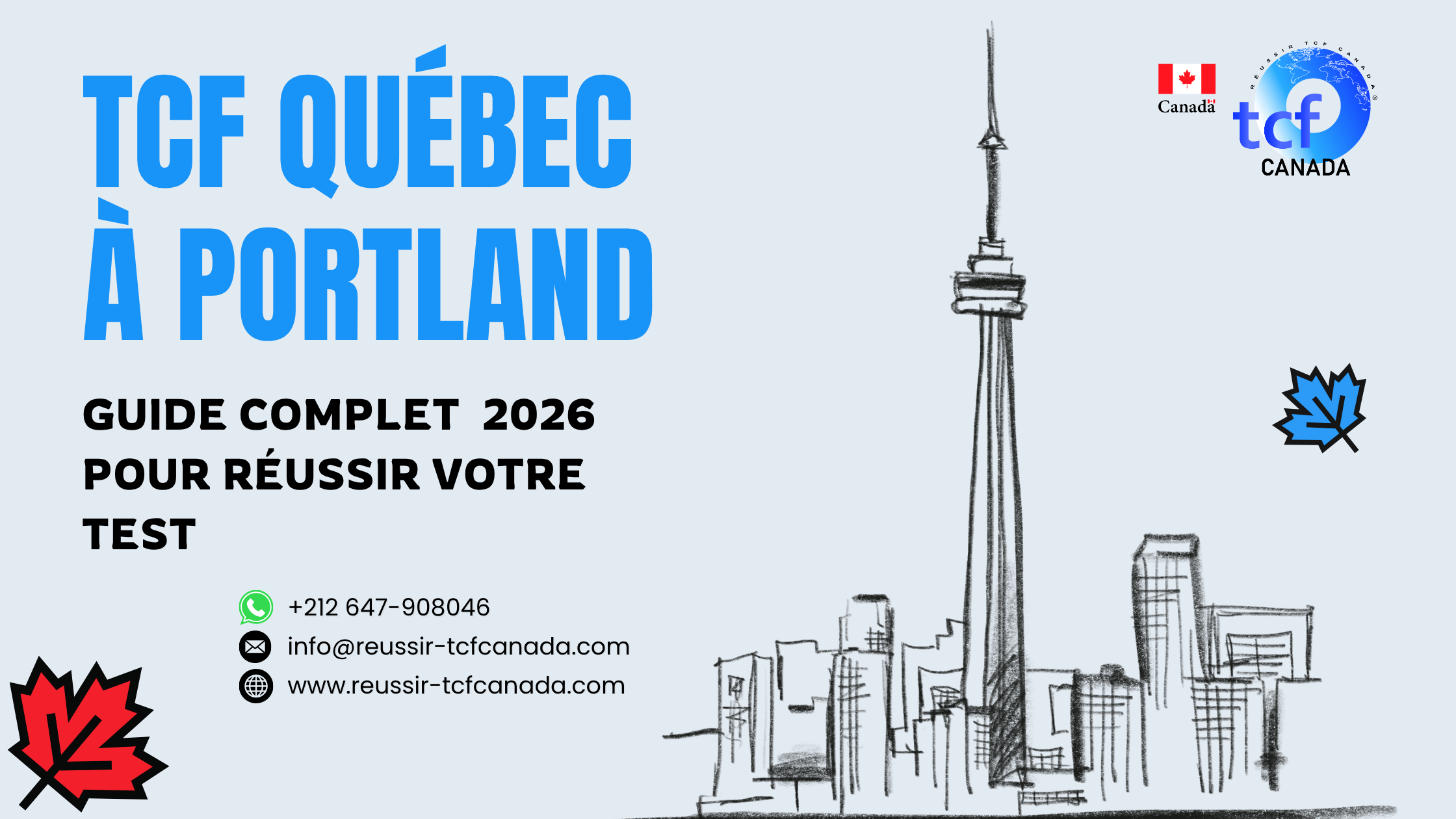 Préparez le TCF Québec à Portland avec le Pack Nabil. Tests identiques, méthodologie et entraînement pour réussir en 2026.