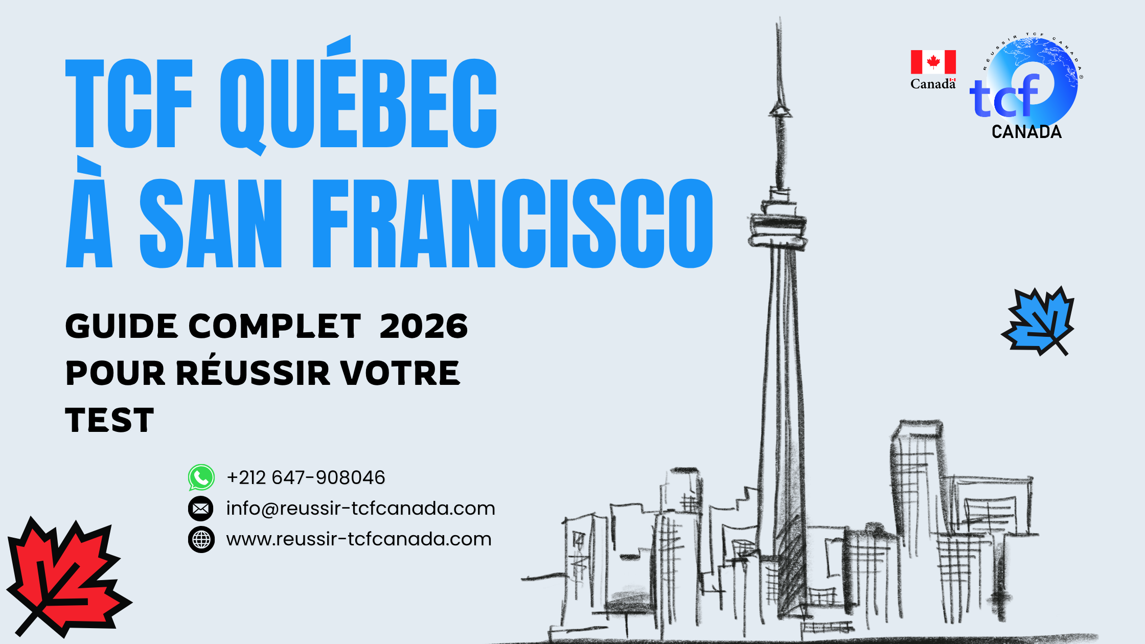 Préparez le TCF Québec à San Francisco avec Packs Nabil : tests identiques, méthodologie et entraînement complet pour réussir en 2025.