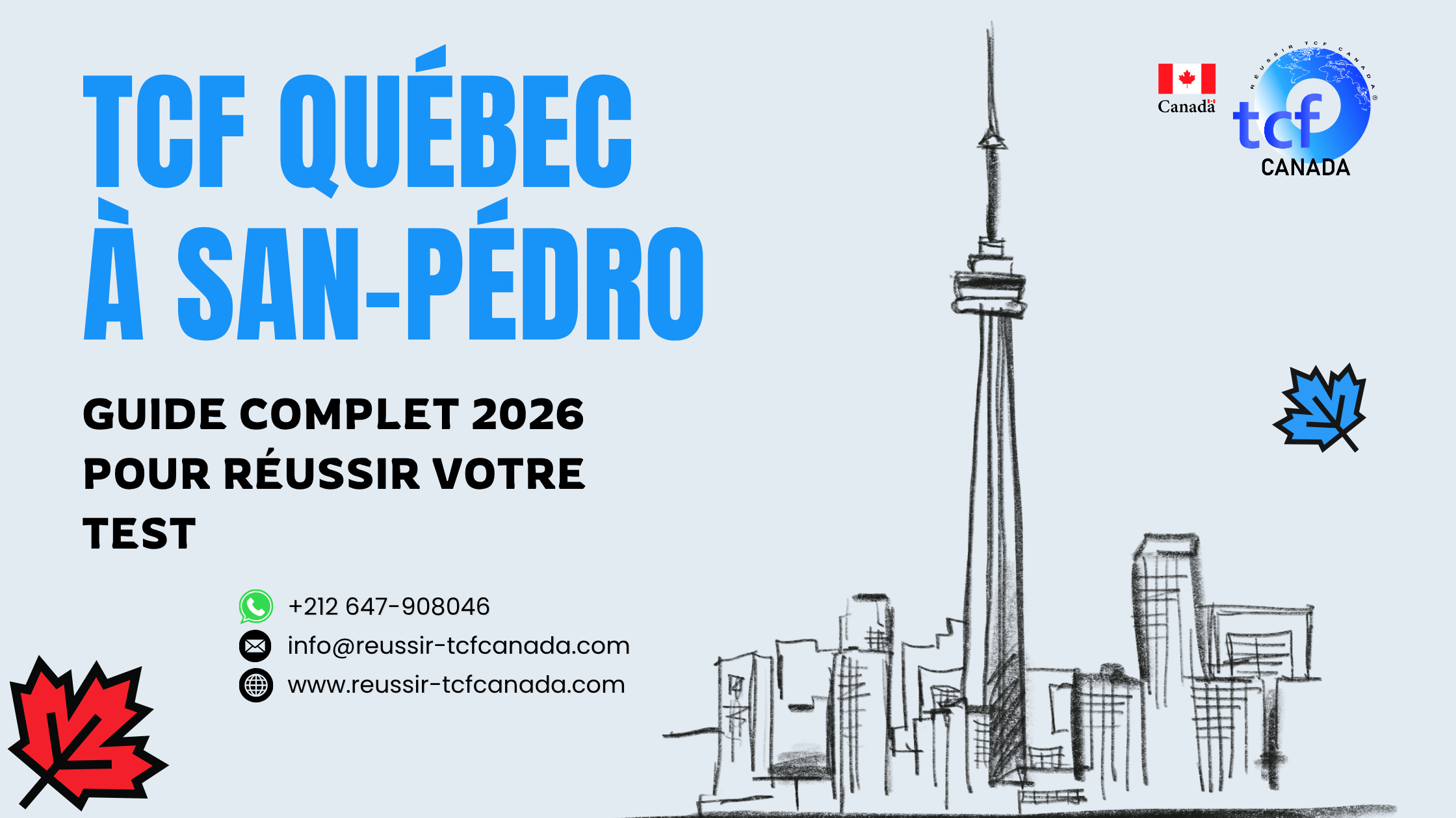 Préparez le TCF Québec à San-Pédro avec le Pack Nabil : tests identiques, méthodologie et entraînement complet pour réussir.