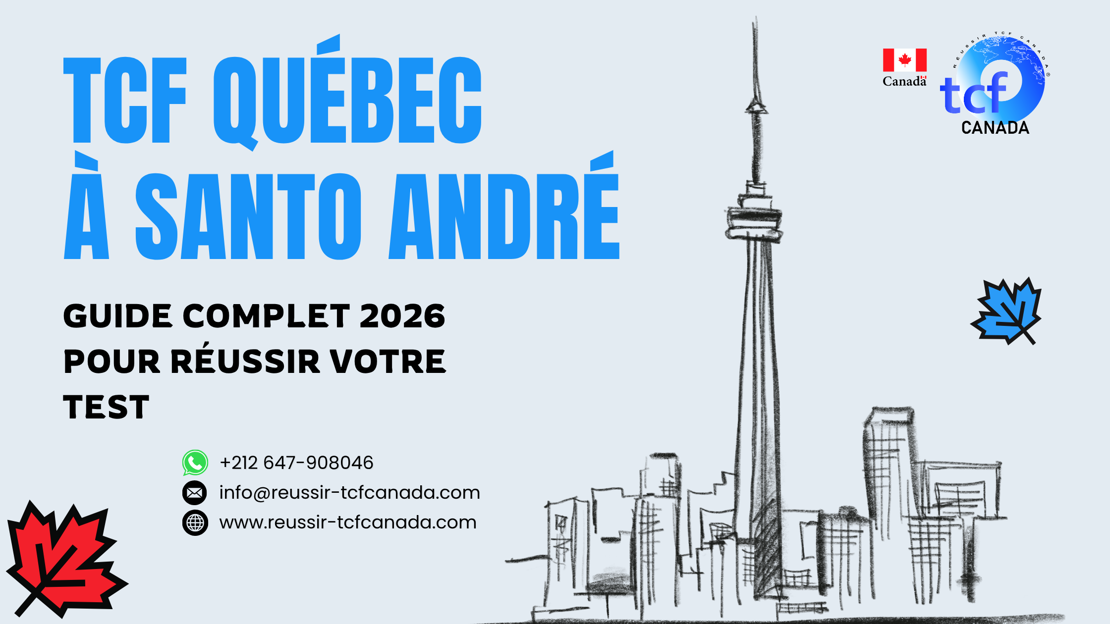 Préparez le TCF Québec à Santo André avec les Packs Nabil. Tests identiques, méthodologie et entraînement complet 2026.