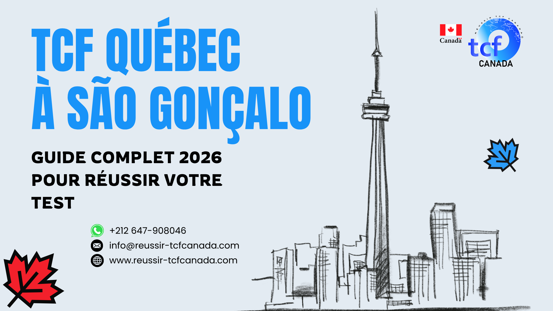 Réussissez le TCF Québec à São Gonçalo grâce au Pack Nabil : tests identiques, méthodologie et préparation complète 2026.