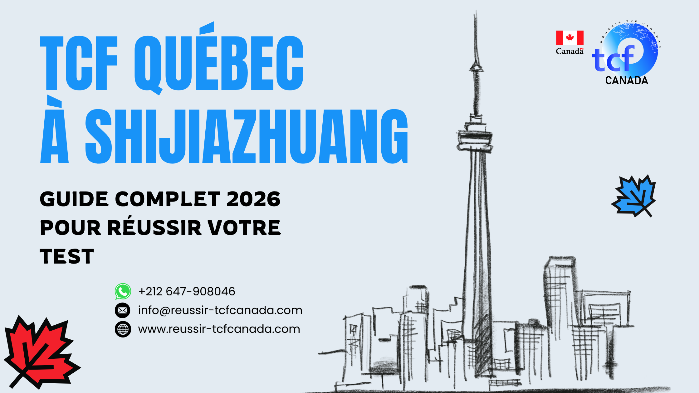 Préparez le TCF Québec à Shijiazhuang avec le Pack Nabil. Tests identiques, méthodologie et entraînement complet pour réussir en 2026.
