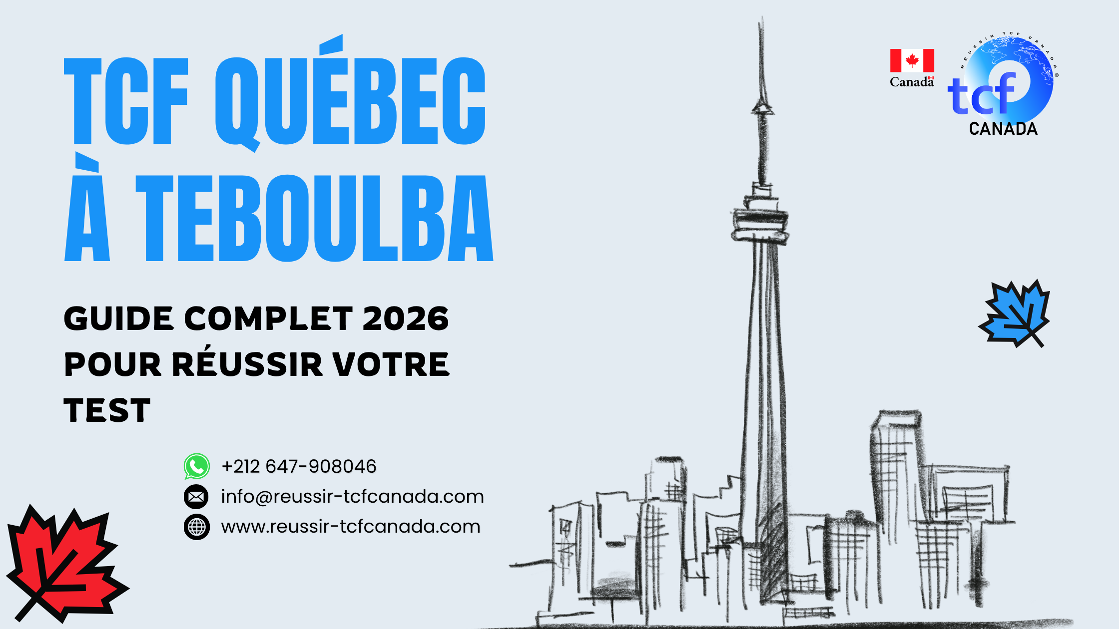 Préparez le TCF Québec à Teboulba avec les Packs Nabil : tests identiques, méthode officielle et accompagnement complet.