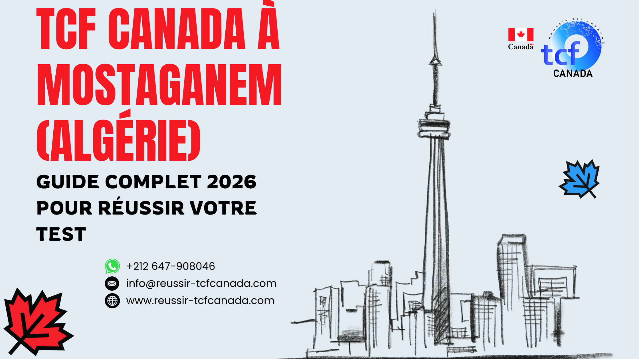 Préparez et passez le TCF Canada à Mostaganem en 2026 : centres, inscription, conseils, ressources et réussite garantie.