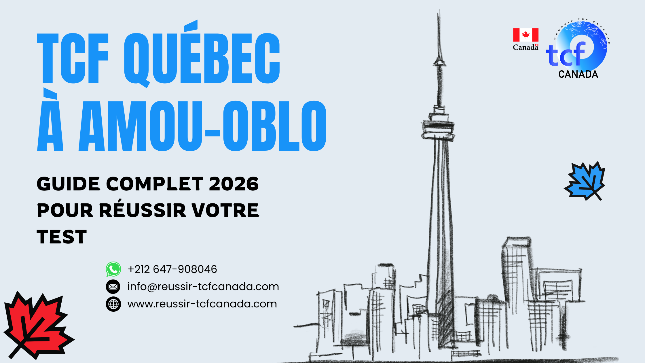 Préparez le TCF Québec à Amou-Oblo avec les Packs Nabil : tests identiques, méthodologie complète et entraînement intensif pour 2026.