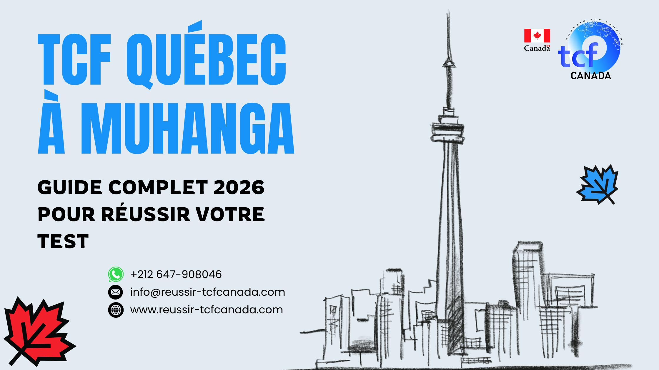 Préparez le TCF Québec à Muhanga avec les Packs Nabil : tests identiques, méthodologie et entraînement complet pour réussir en 2026.