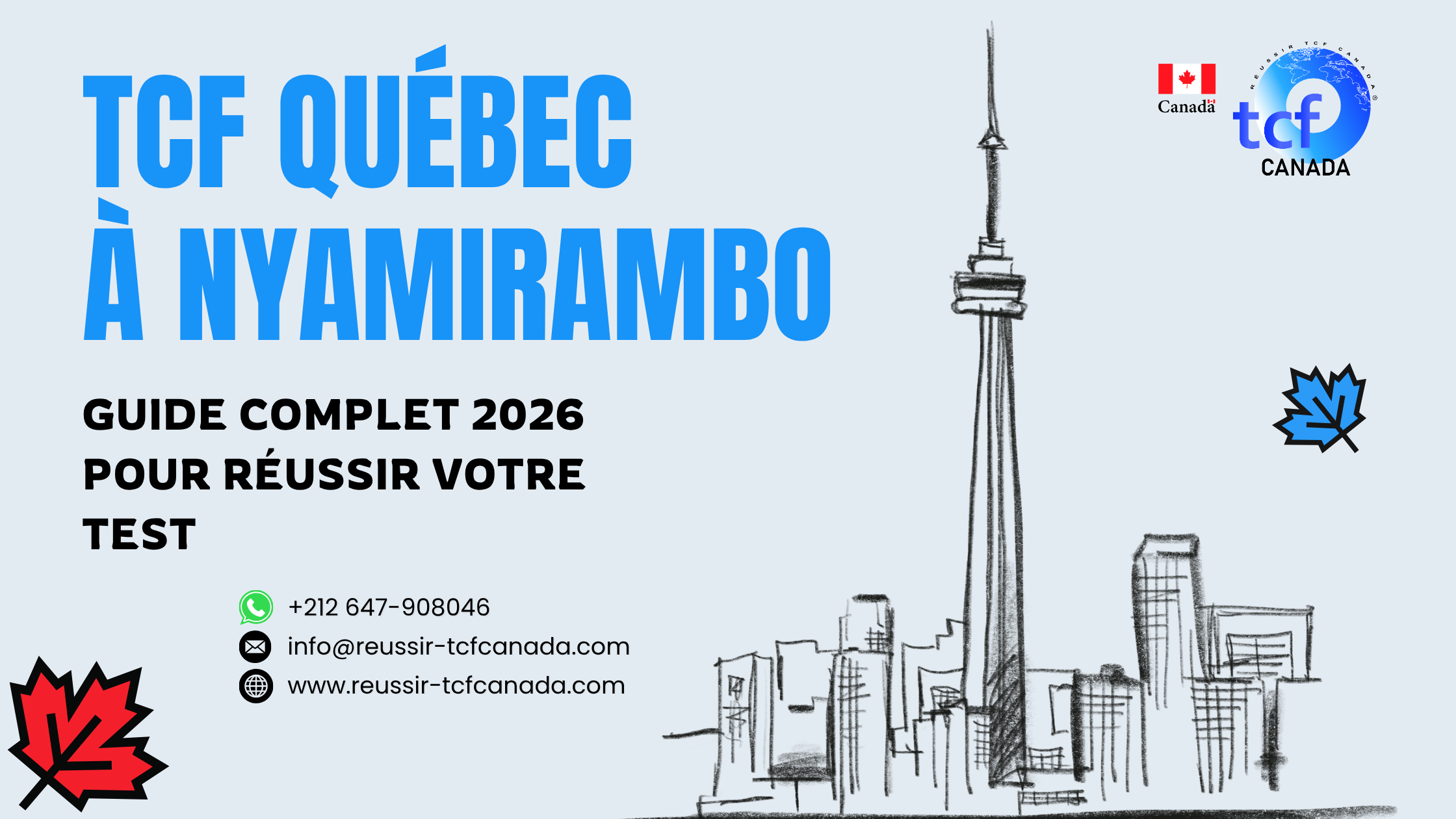 Préparez le TCF Québec à Nyamirambo avec les Packs Nabil : tests identiques, méthodologie et entraînement complet pour réussir en 2026.