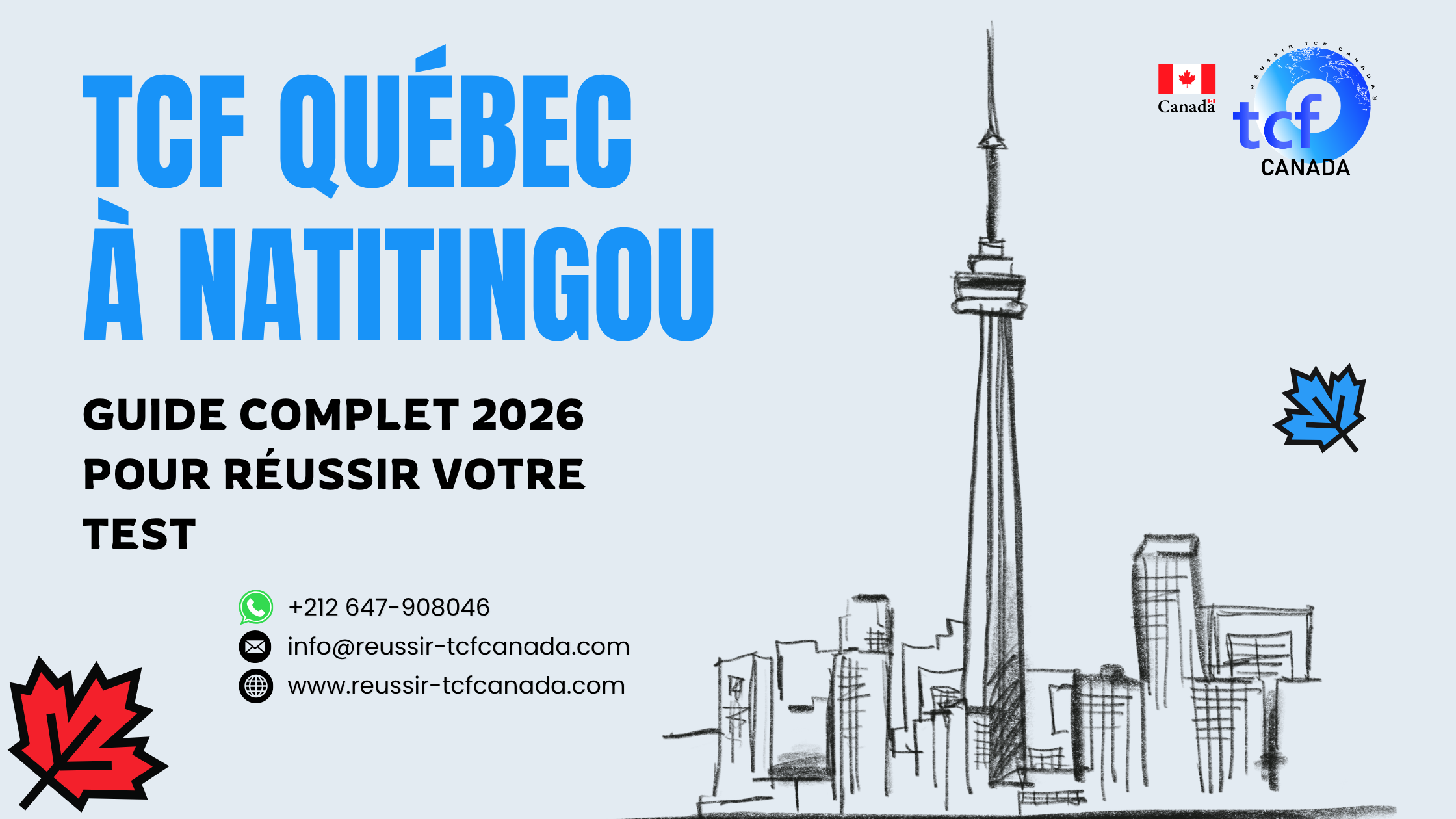 Préparez le TCF Québec à Natitingou avec Pack Nabil : tests identiques, méthodologie et entraînement complet pour réussir en 2026.