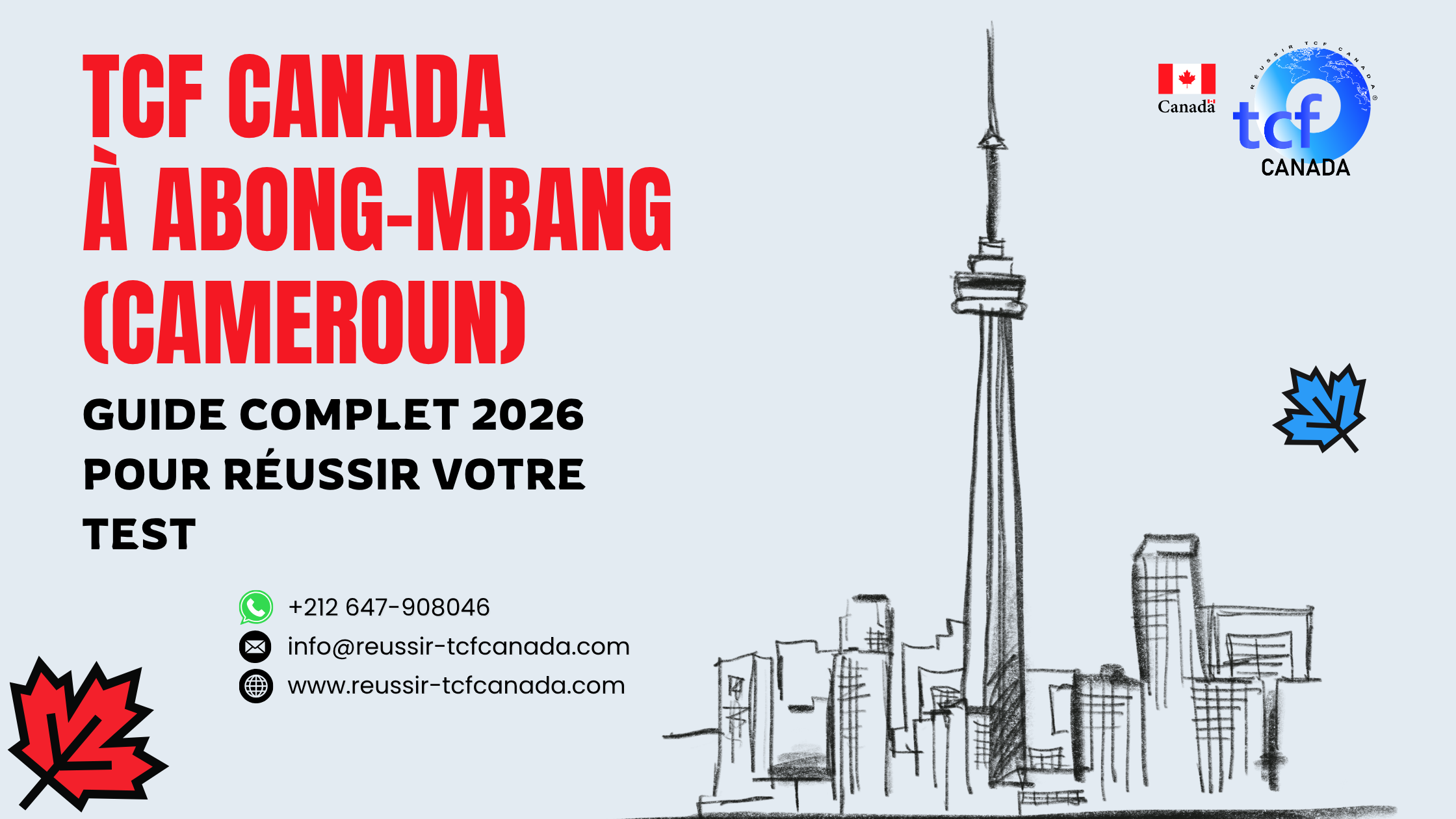 Préparez le TCF Canada à Abong-Mbang avec le Pack Nabil. Tests, stratégies et corrections pour réussir en 2026.