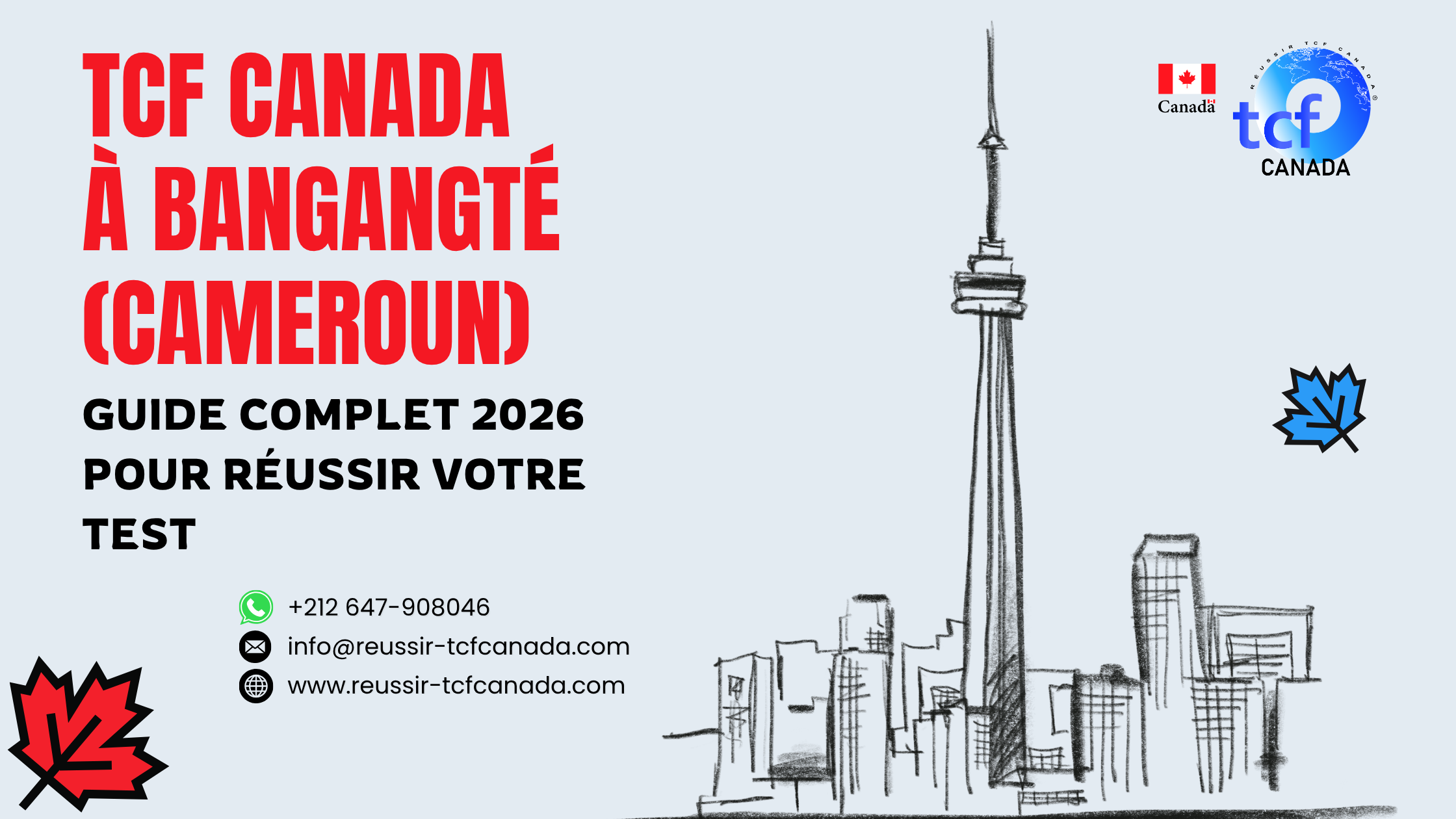 Préparez le TCF Canada à Bangangté avec le Pack Nabil. Tests, stratégies et corrections pour réussir en 2026.