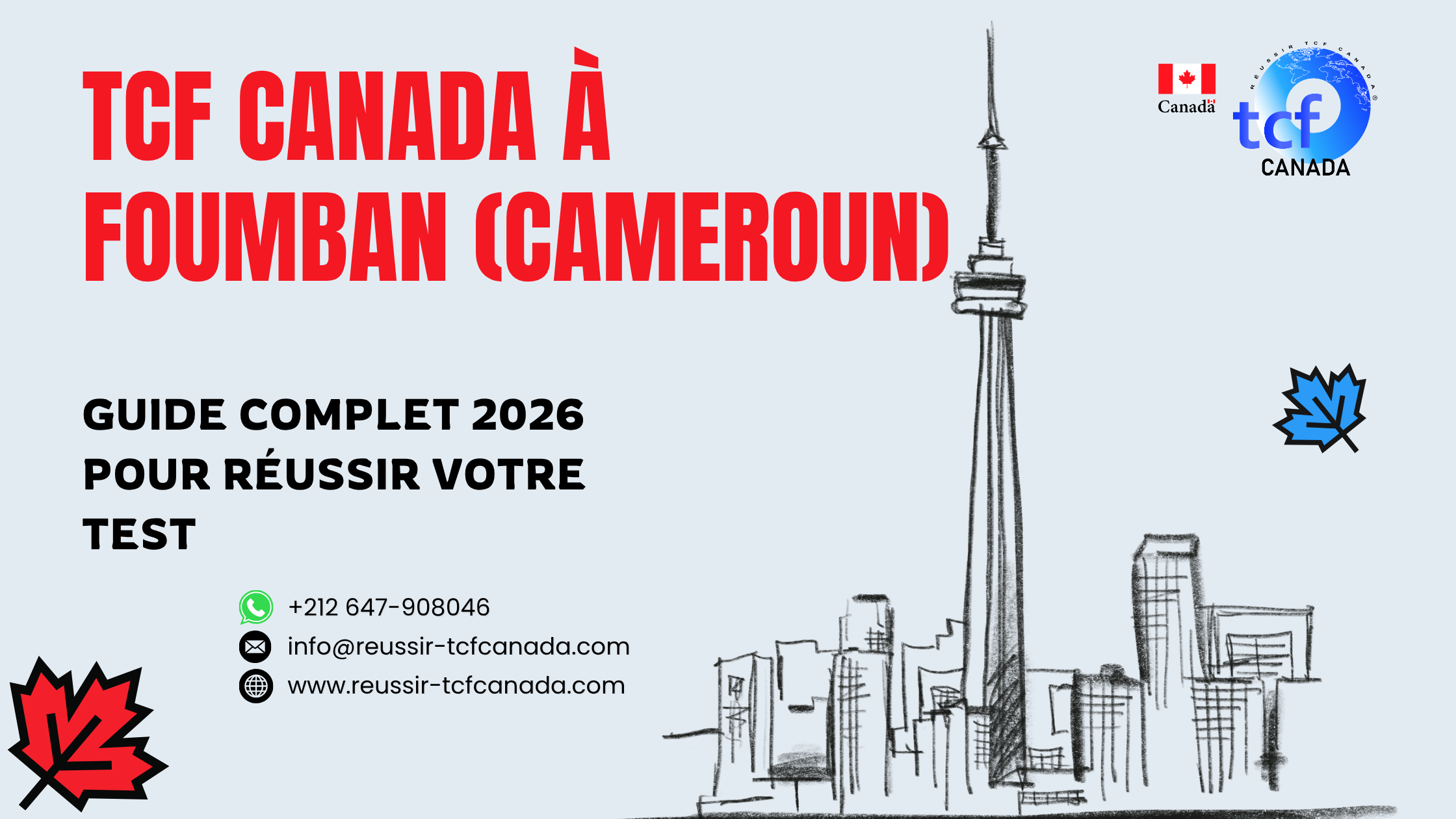 Préparez le TCF Canada à Foumban avec le Pack Nabil. Formation en ligne, tests blancs et stratégies pour réussir en 2026.