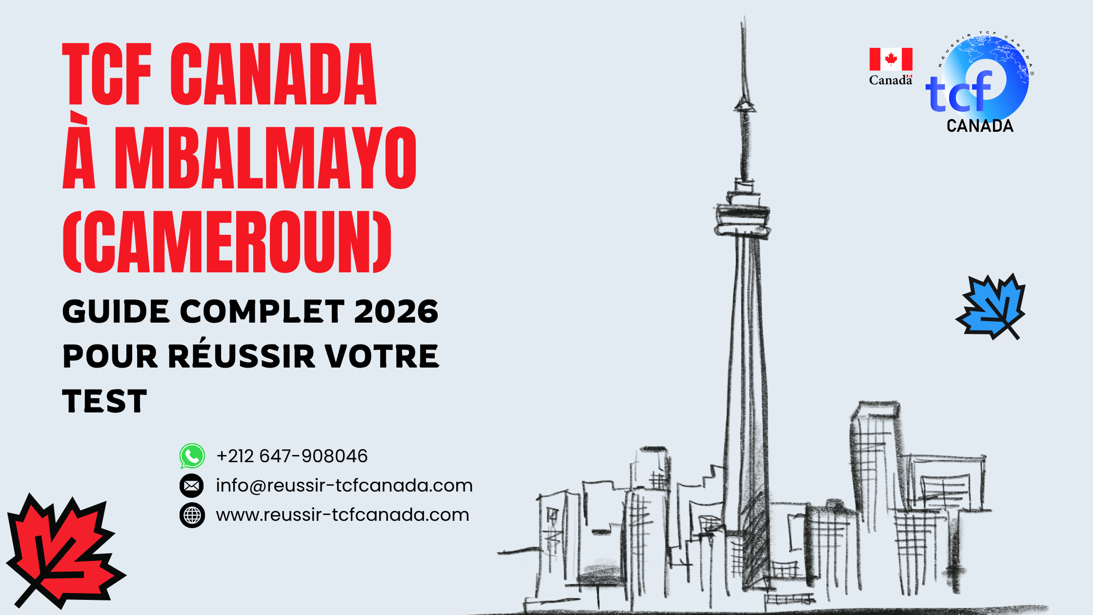 Préparez le TCF Canada à Mbalmayo avec le Pack Nabil. Tests, stratégies et corrections pour réussir en 2026.