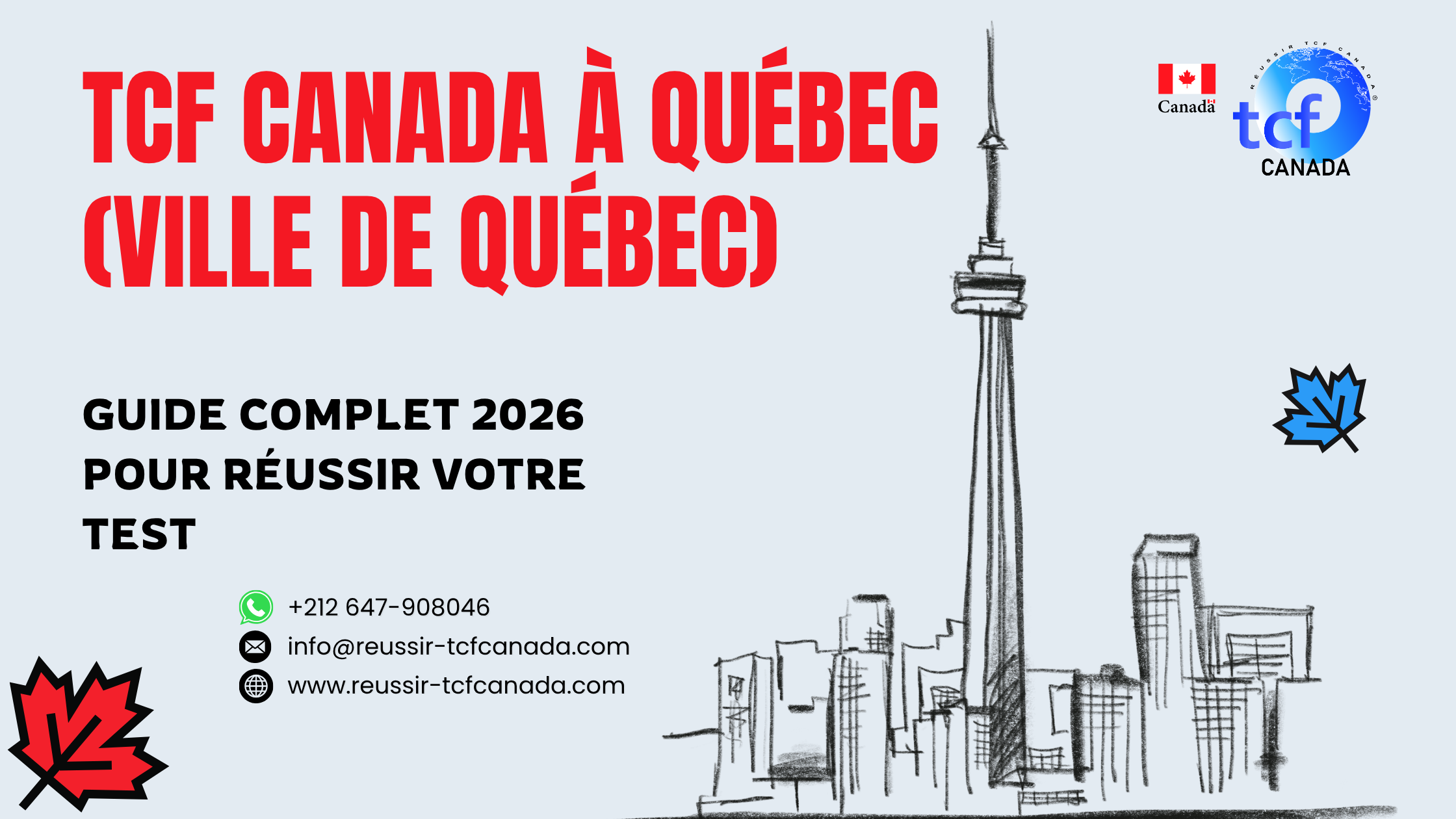 Préparez le TCF Canada à Québec avec le Pack Nabil. Centres agréés, méthode efficace et stratégies 2026.