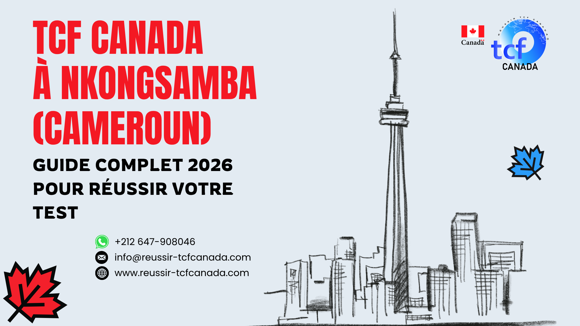 Préparez le TCF Canada à Nkongsamba avec le Pack Nabil. Formation en ligne, tests blancs et stratégies pour réussir en 2026.