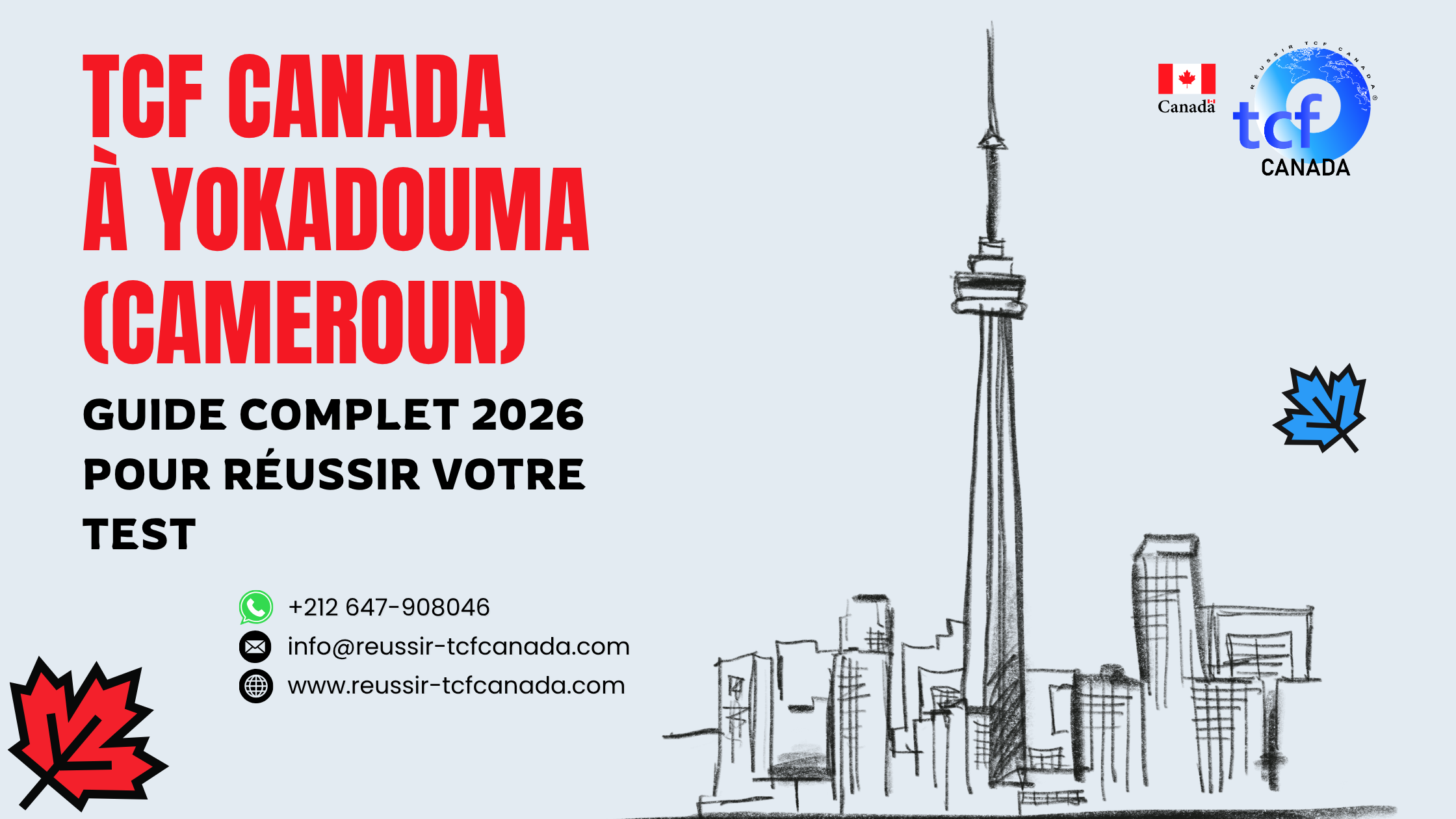 Préparez le TCF Canada à Yokadouma avec le Pack Nabil. Tests, stratégies et corrections pour réussir en 2026.